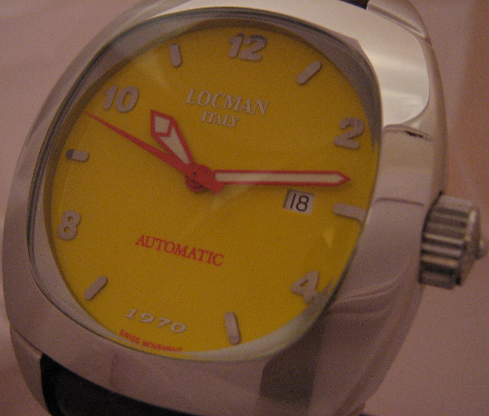 Locman 1970 Automatic Watch, Yellow Dial With Leather Strap