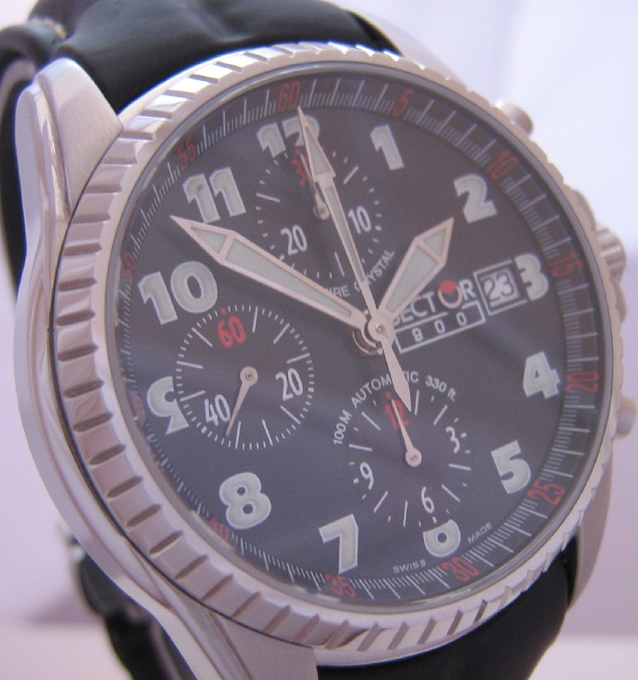 Sector 800 Automatic Chronograph, Black Dial With Black Leather Strap
