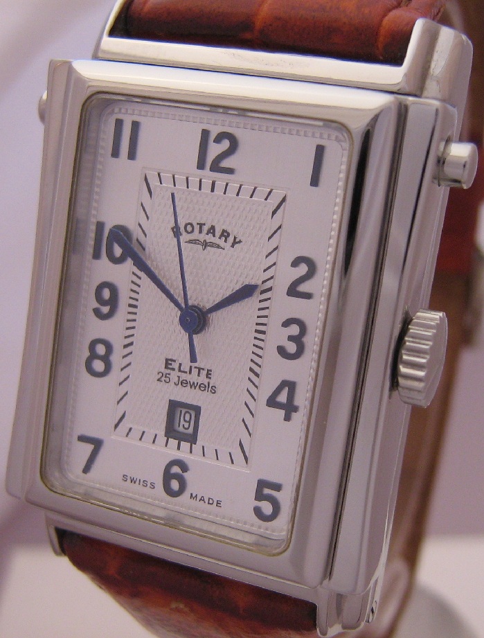 Rotary Elite Hinged Automatic, Silver Dial, Leather Strap