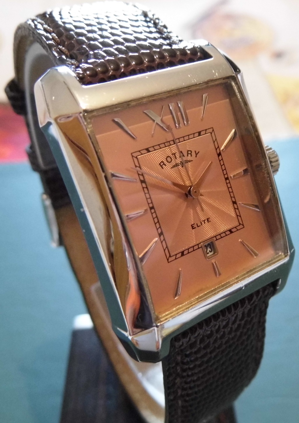 Rotary Elite Quartz, Copper Dial, Brown Leather Strap