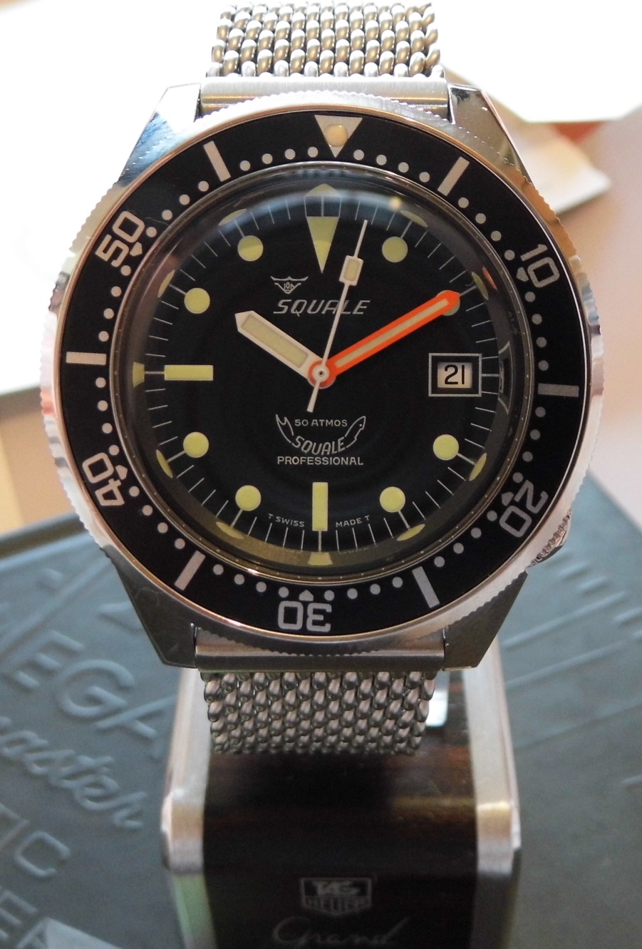 Squale 50 Atmos Professional, Black Dial, Mesh Bracelet