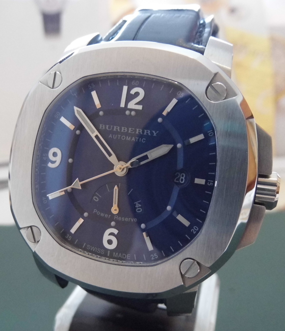 Burberry The Britain Power Reserve, Blue Dial, Leather Strap