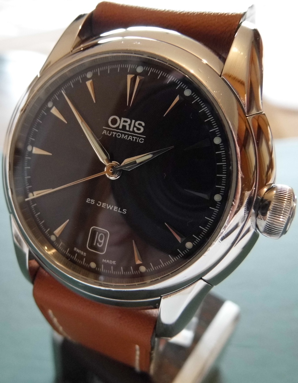 Oris Artelier, Black Dial, Brown Leather Strap