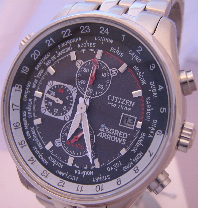 Citizen Eco Drive Red Arrows Chronograph, Black Dial With Bracelet