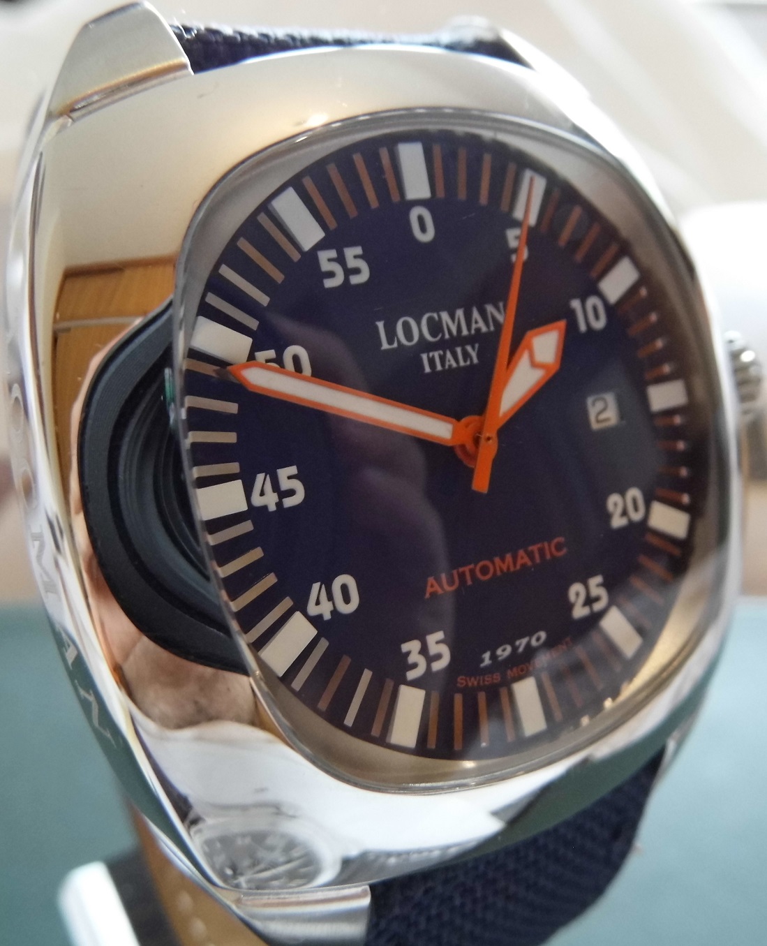 Locman 1970 Automatic Watch, Blue Dial With Leather / Fabric Strap