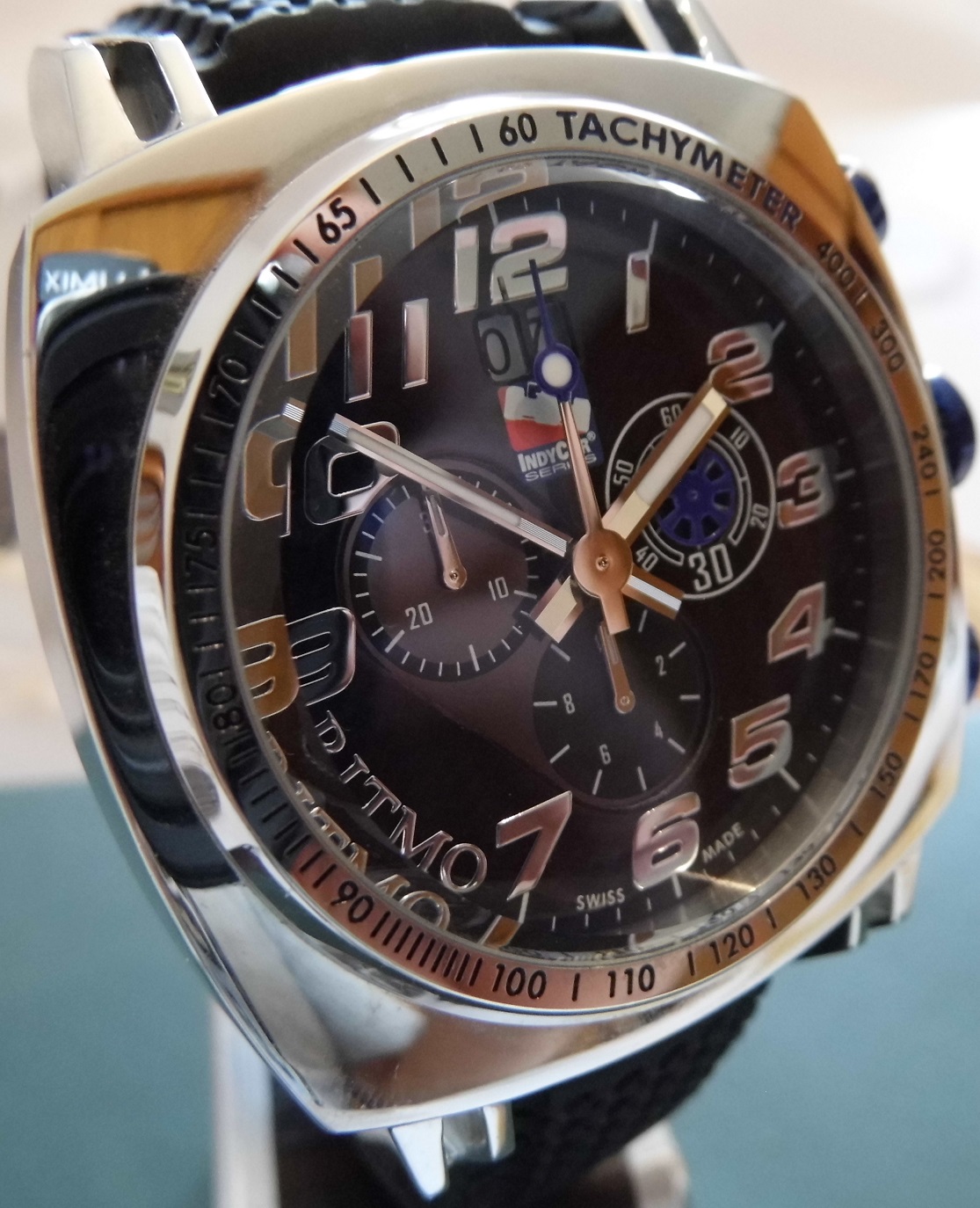 Ritmo Mvndo Indy Car Chronograph, Black Dial, Rubber Strap