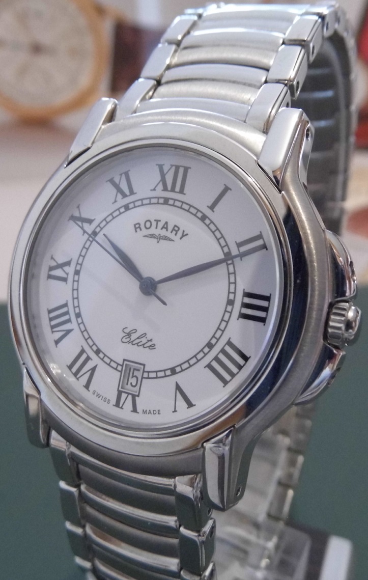 Rotary Elite Quartz, White Dial, Bracelet
