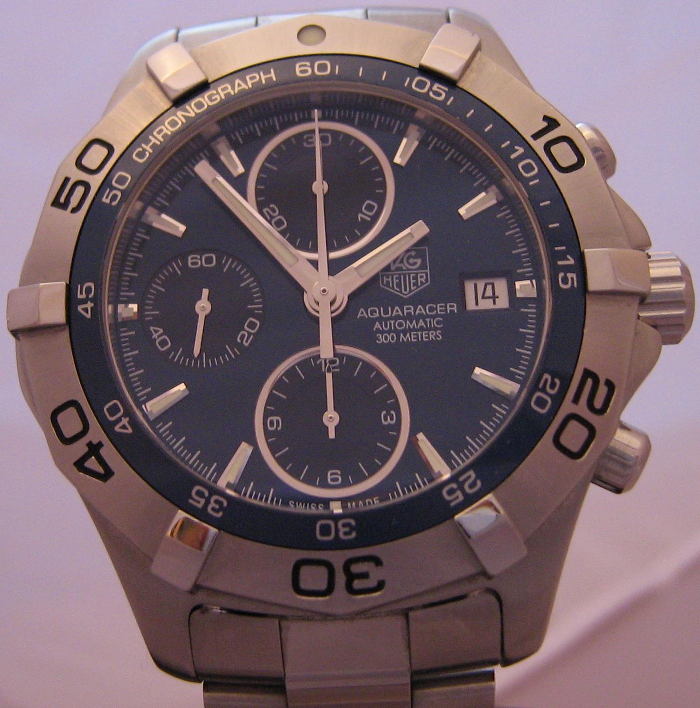 Tag Heuer Aquaracer Chronograph, Blue Dial With Stainless Steel Bracelet