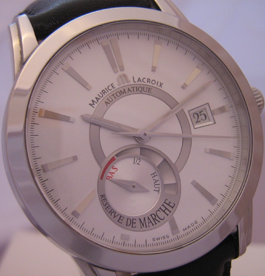 Maurice Lacroix Pontos Reserve De Marche, SIlver Dial With Leather Strap