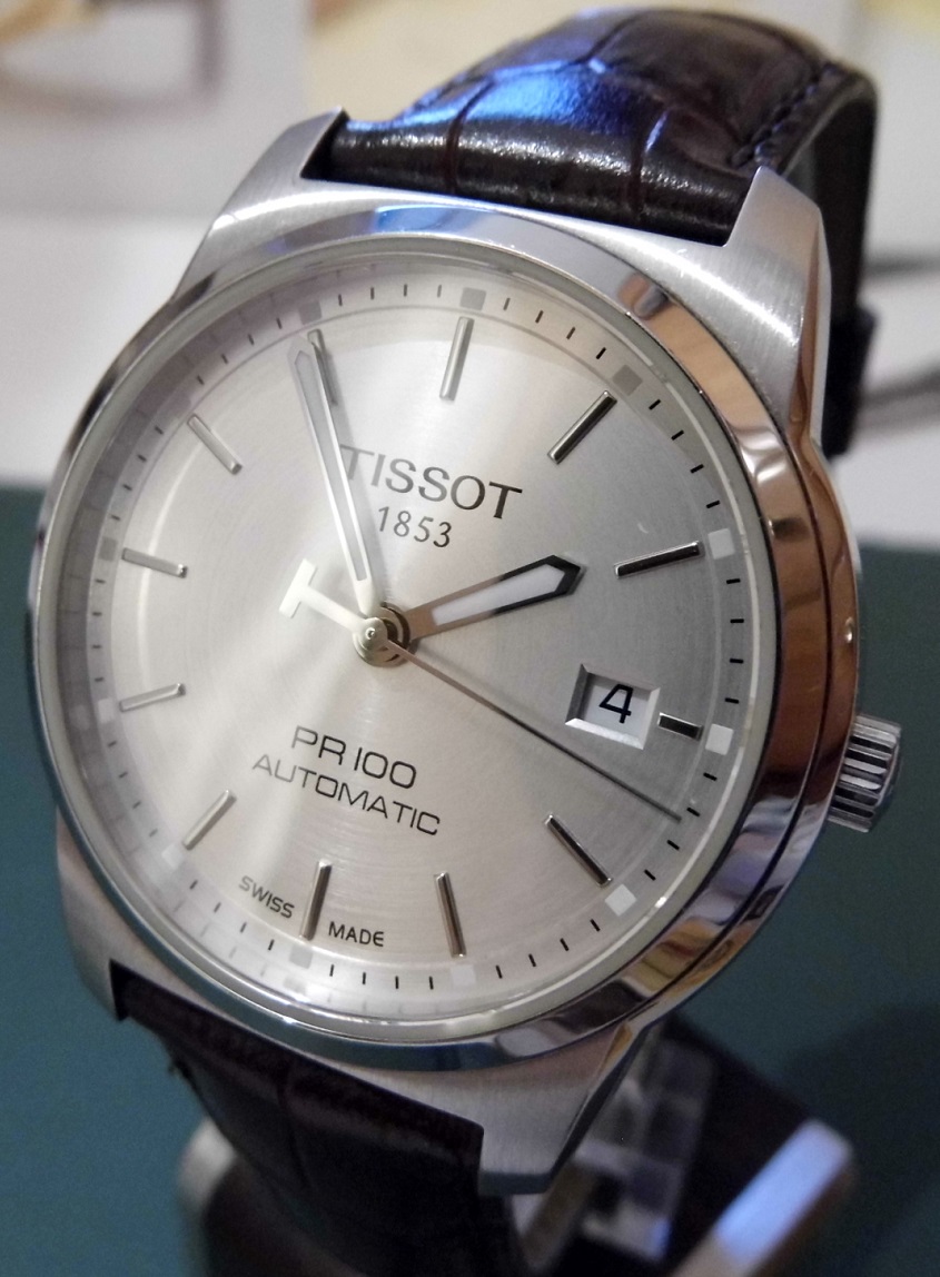 Tissot PR100 Automatic, Silver Dial, Brown Strap
