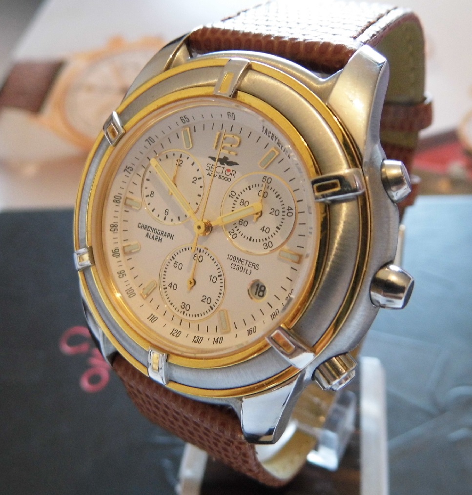 Sector ADV 5000 Chrono Alarm, White Dial, Leather Strap