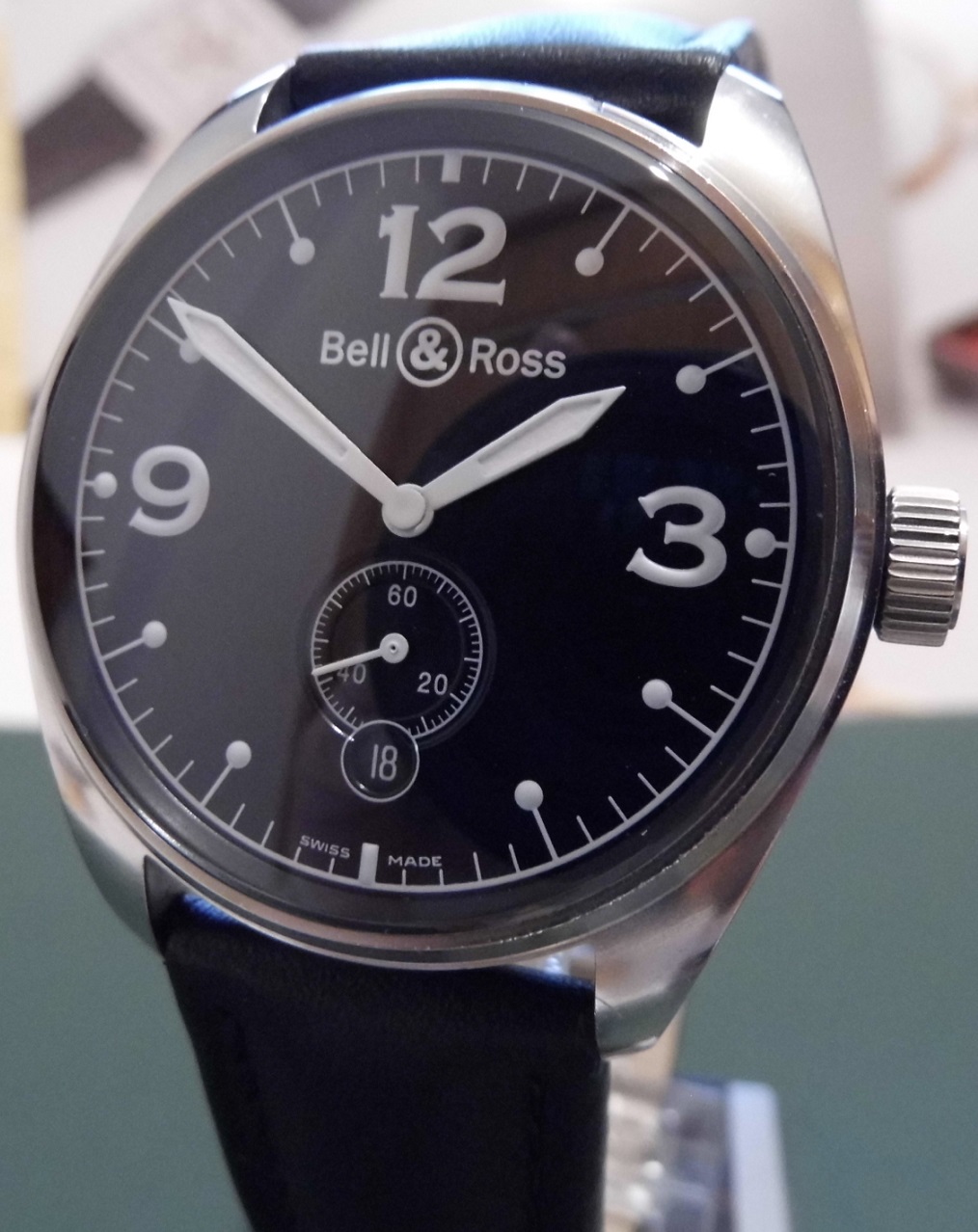 Bell & Ross Vintage 123, Black Dial, Leather Strap