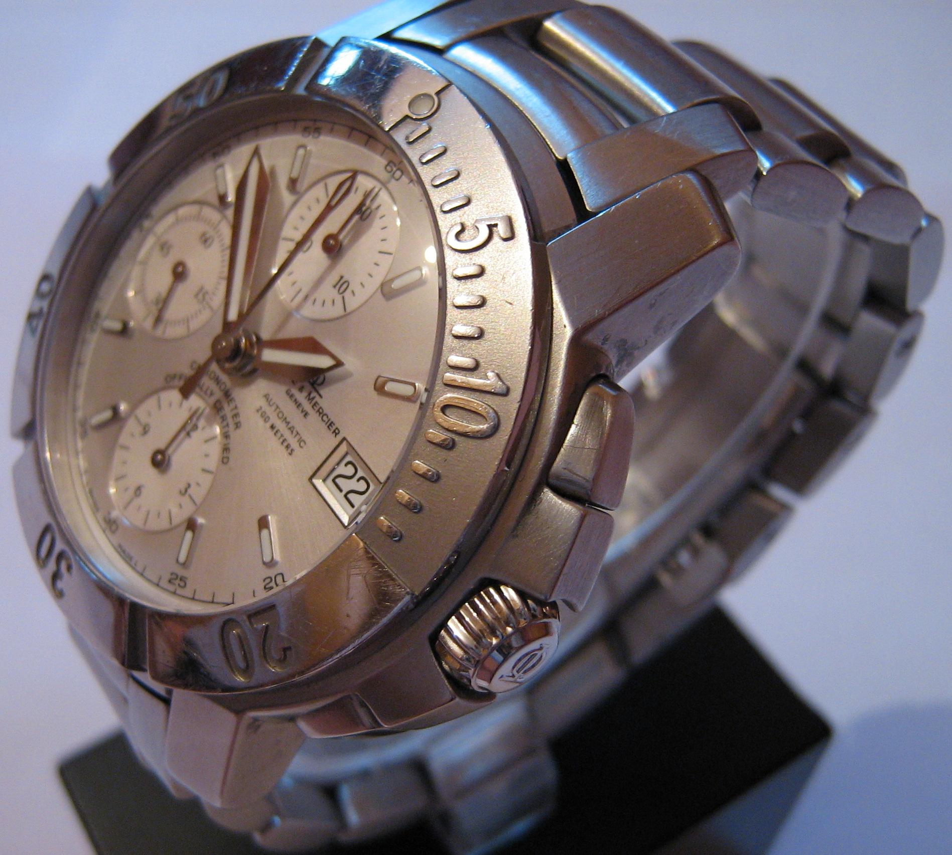 Baume & Mercier Capeland S Chronograph, White Dial, Steel Bracelet