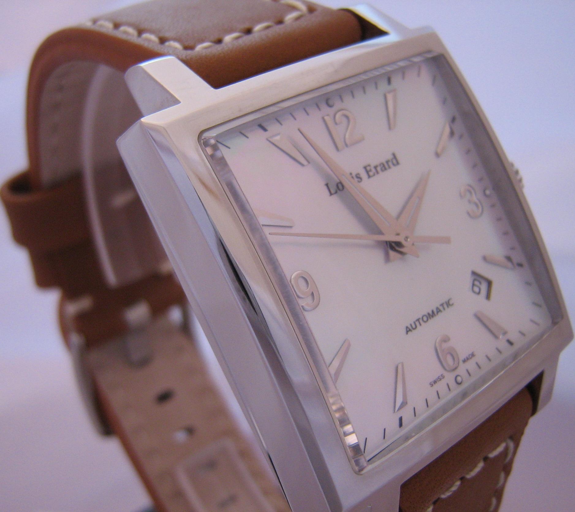 Louis Erard La Carree Automatic Watch, Mother Of Pearl Dial With Leather Strap 