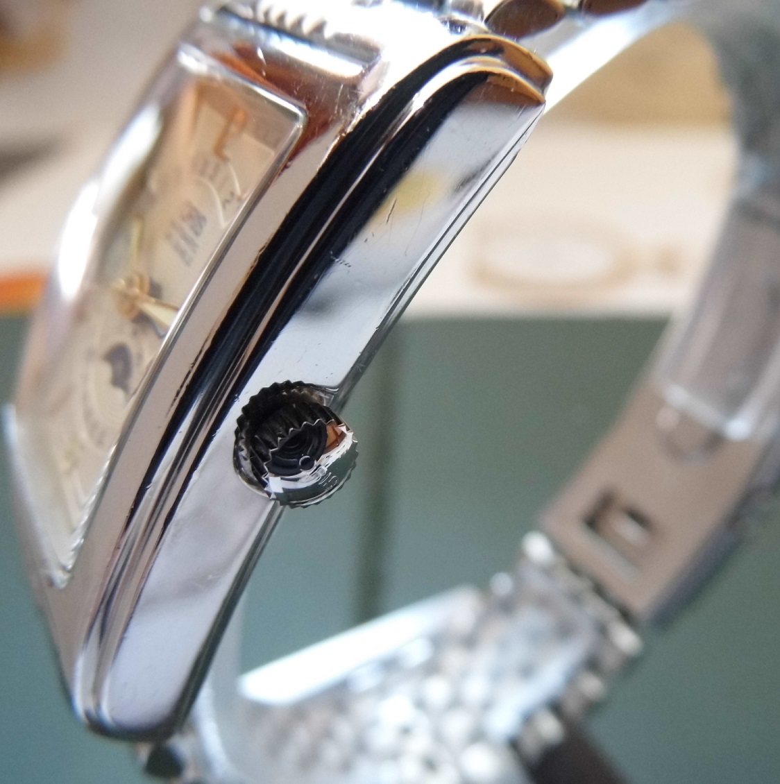 Oris Rectangular Moonphase, Silver Dial, Stainless Steel Bracelet