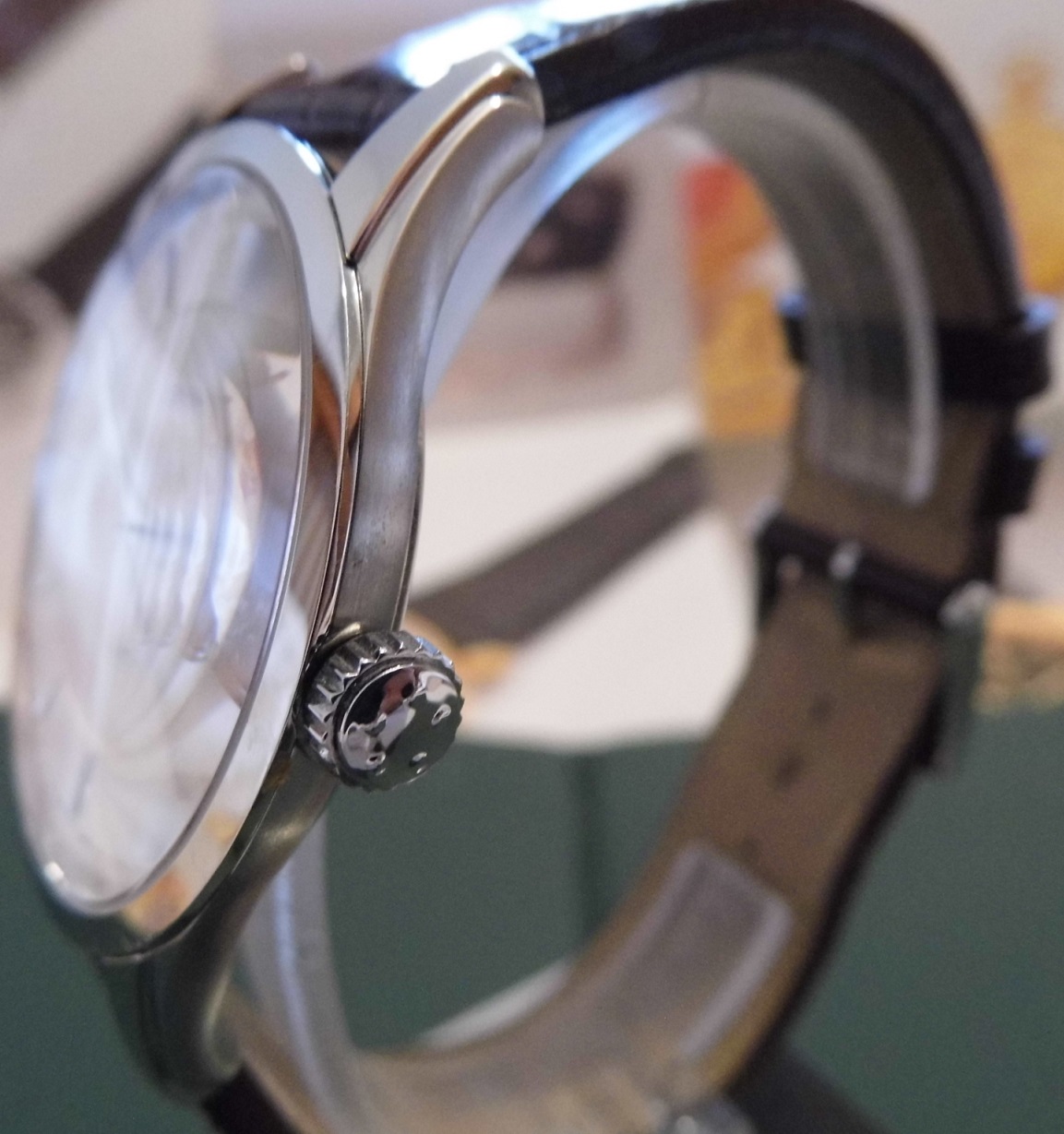 Eterna Artena Quartz, White Dial, Brown Leather Strap