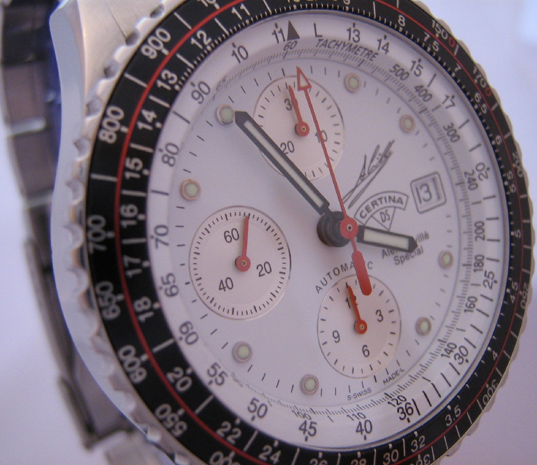 Certina Alex Criville Chronograph, White Dial With Steel Bracelet