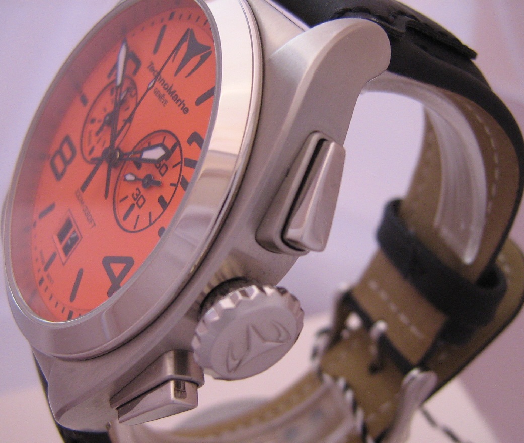Technomarine US Navy Chronograph, Orange Dial, Leather Strap
