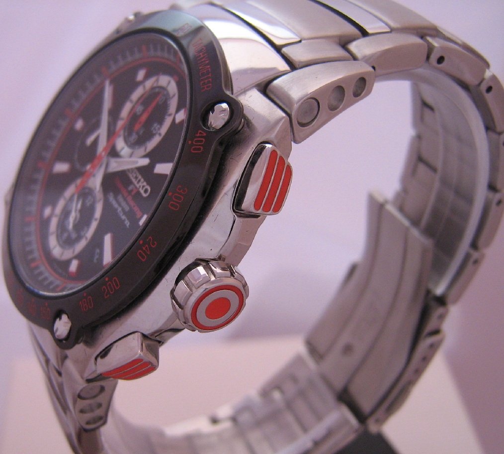 Seiko Sportura Honda F1, Black Dial, Stainless Steel Bracelet