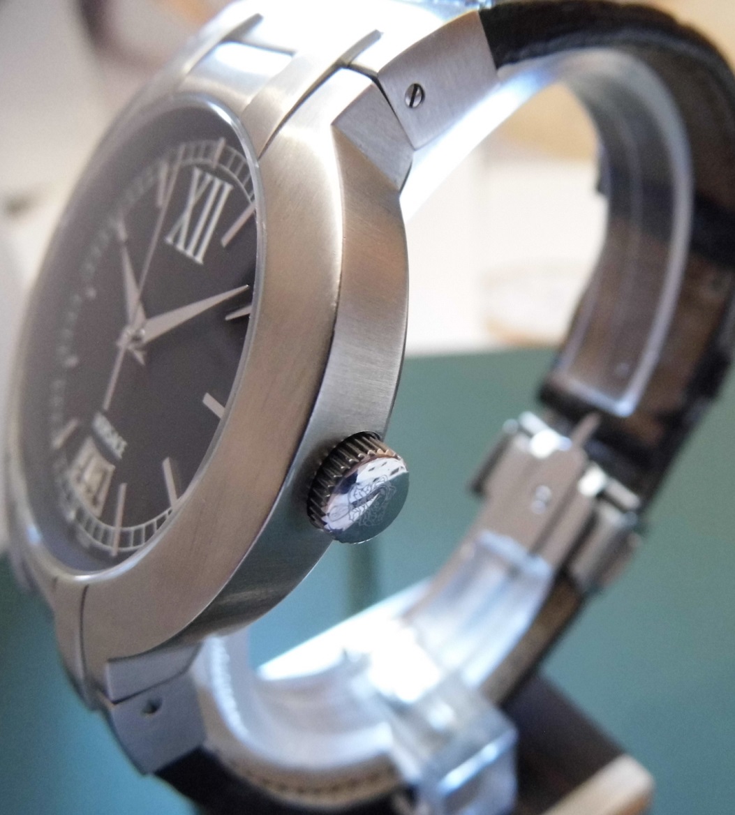 Versace Madison Big Date, Black Dial, Black Leather Strap