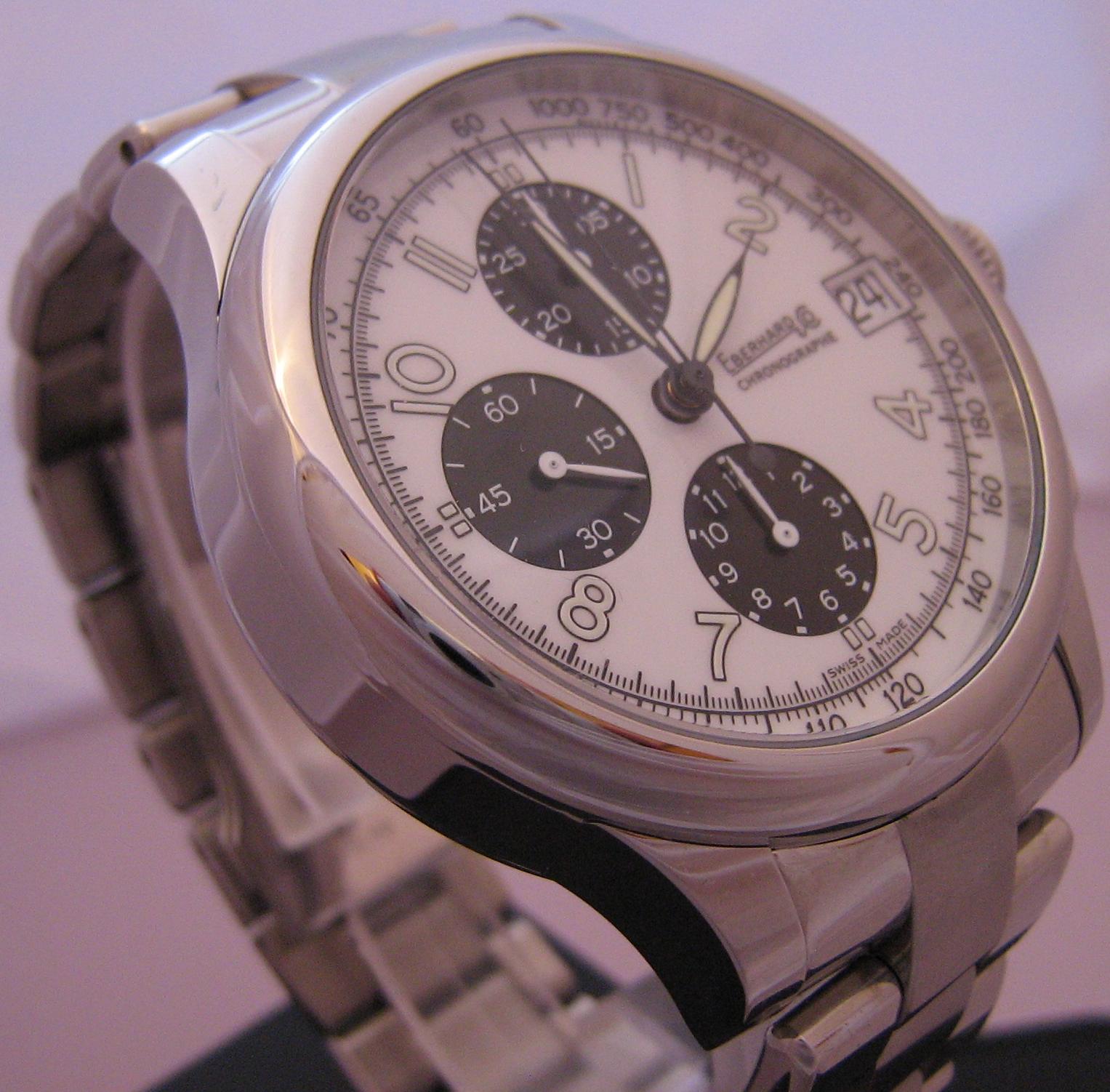 Eberhard & Co Traversetolo Chronograph, White Dial With Steel Bracelet