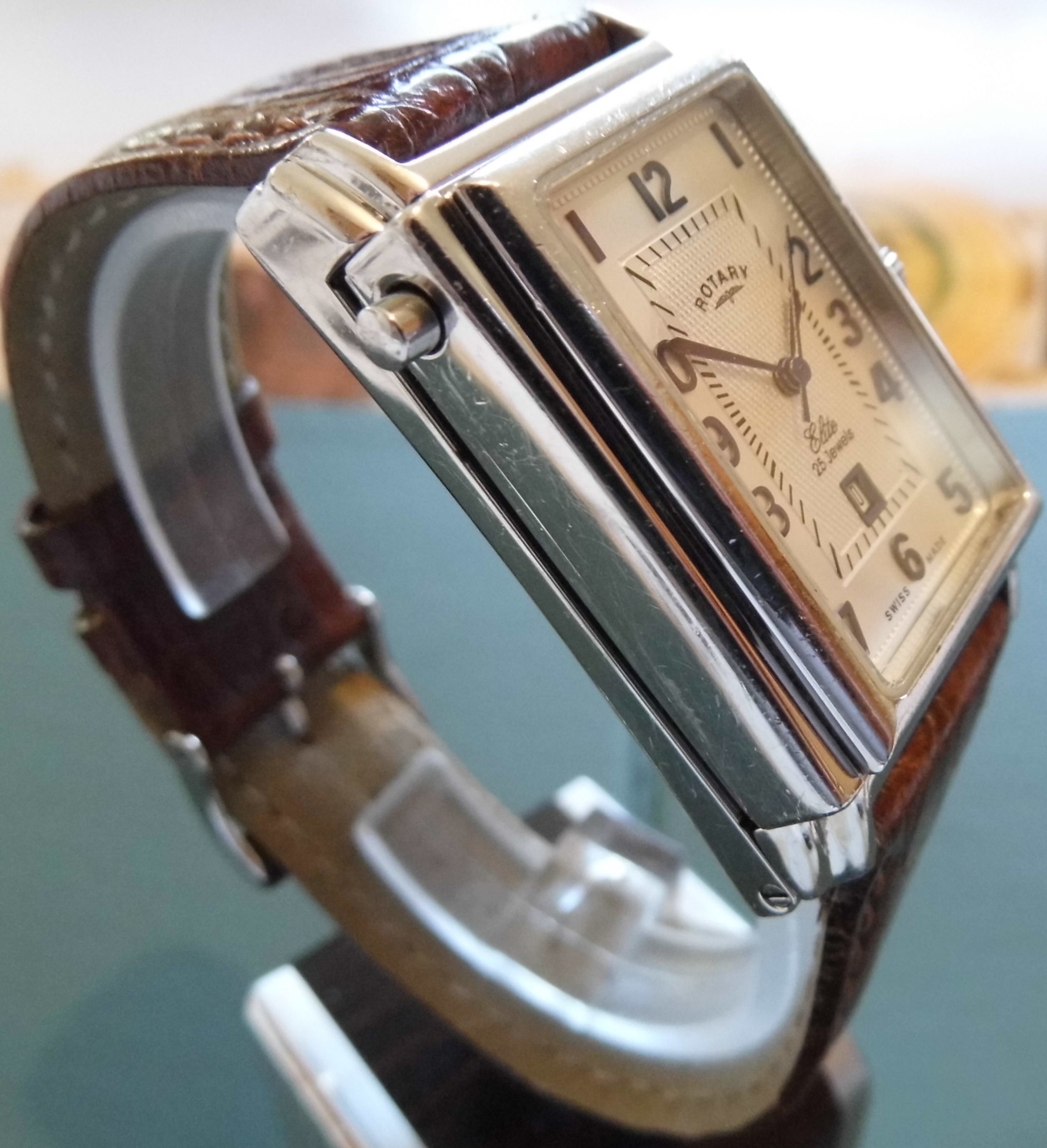 Rotary Elite Hinged Automatic, Silver Dial, Leather Strap