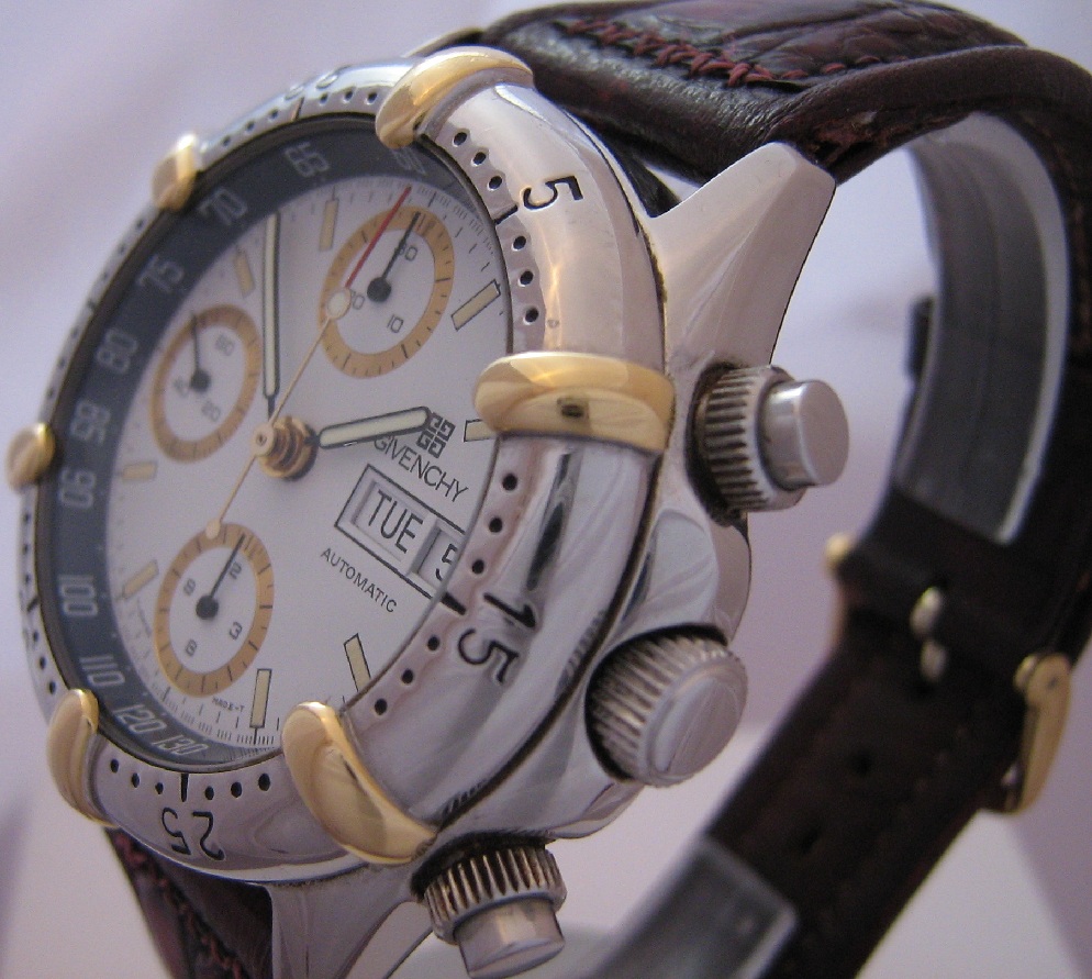 Givenchy  Newport Chronograph, White Dial With Leather Strap