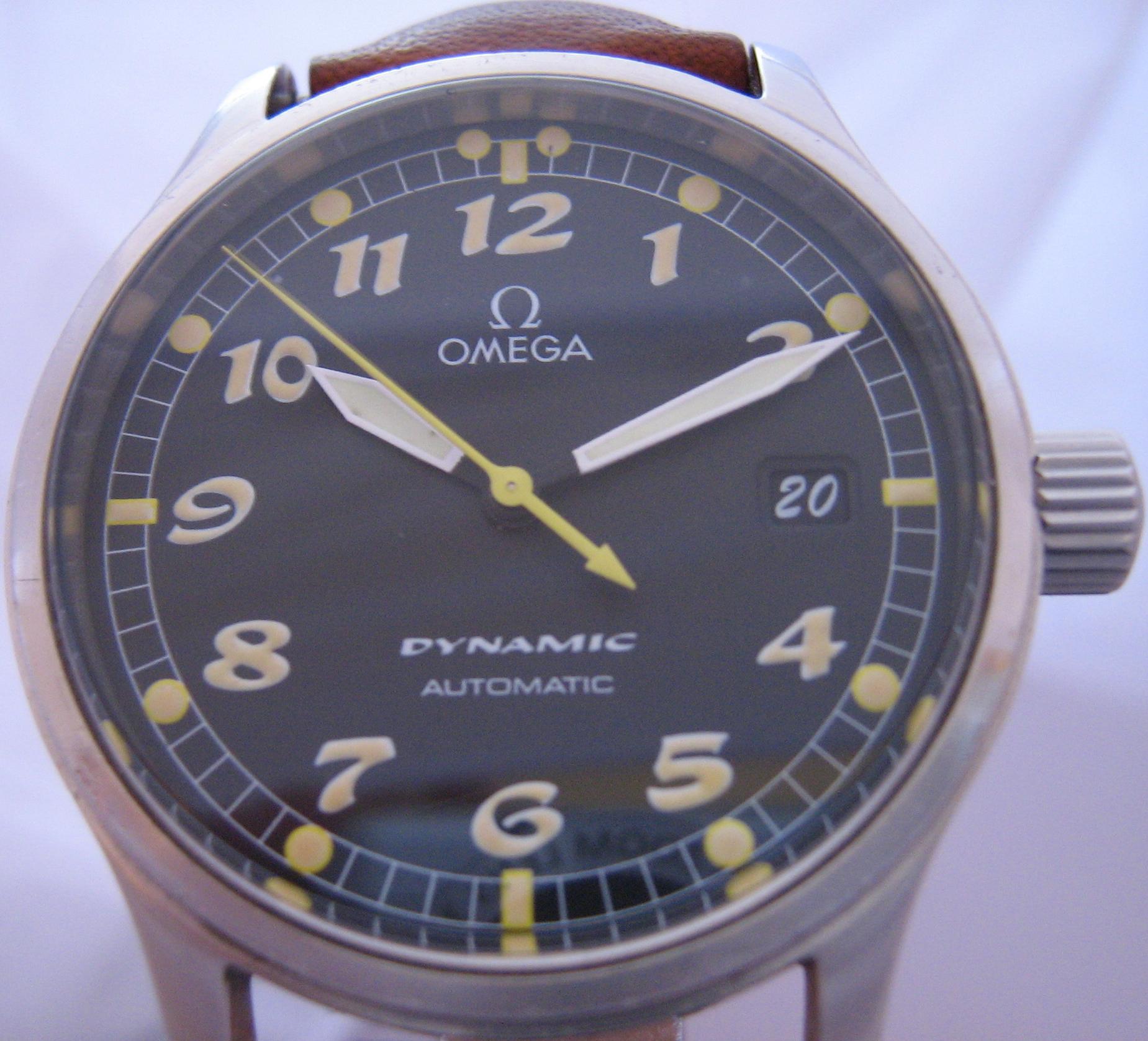 Omega Dynamic Automatic Watch, Black Dial With Brown Leather Strap