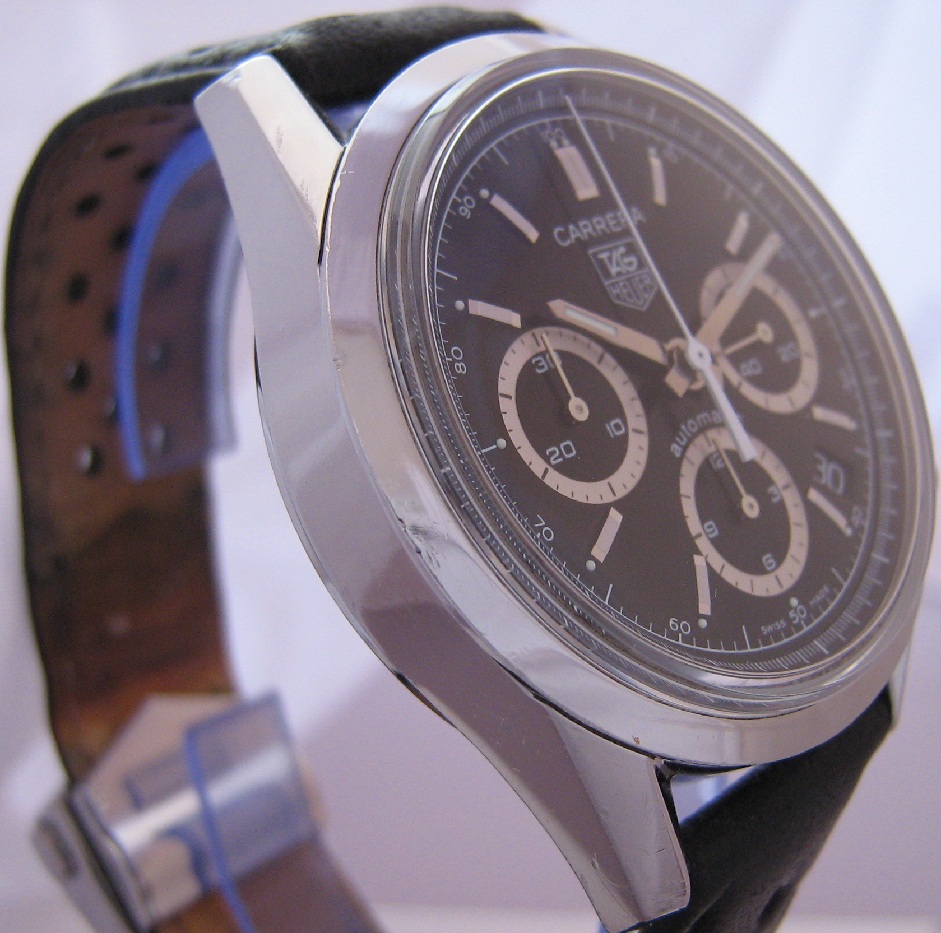 Tag Heuer Carrera Classic Chronograph, Black Dial, Leather Strap