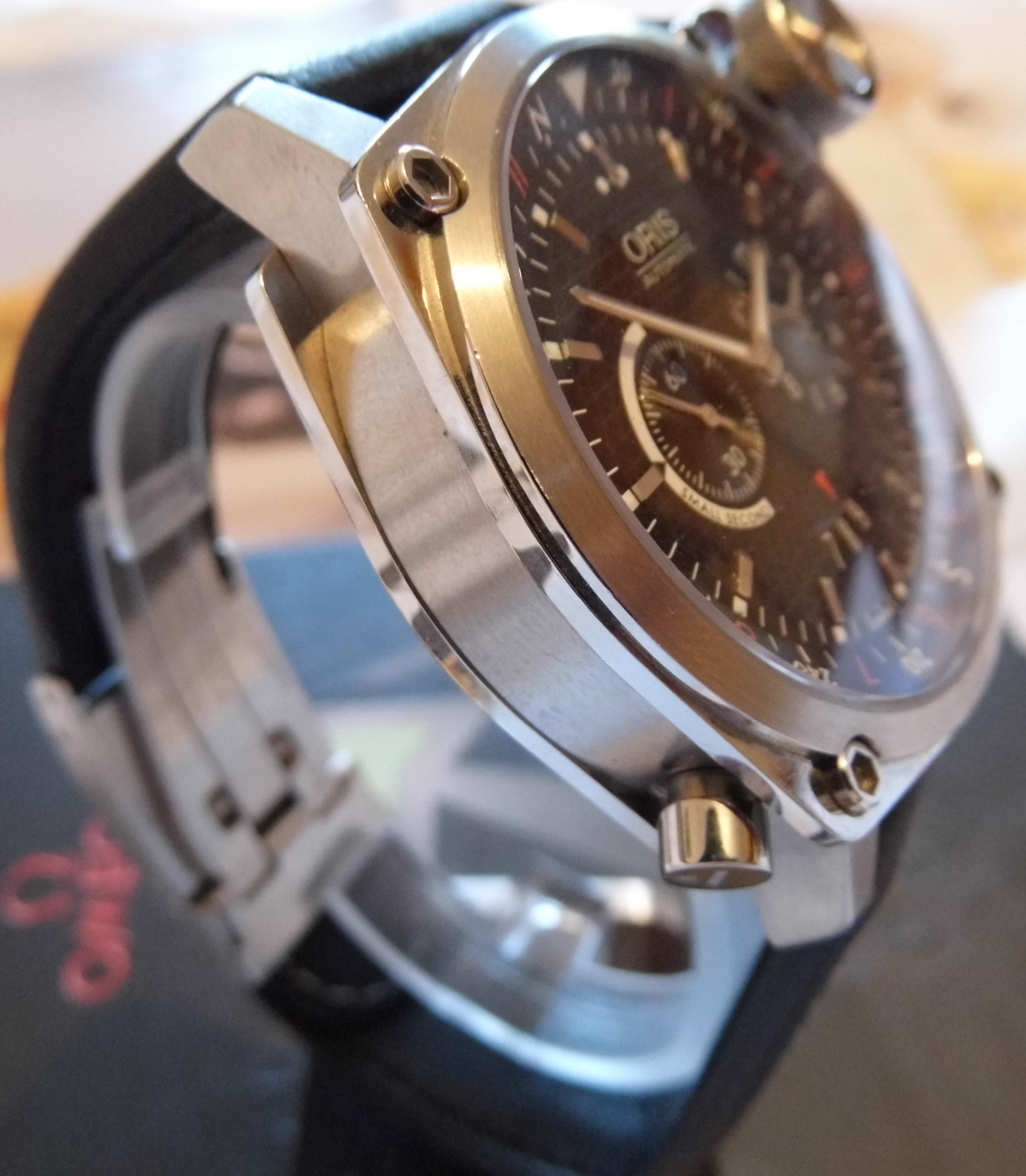 Oris BC4 Flight Timer, Black Dial, Leather Strap & Stainless Steel Bracelet