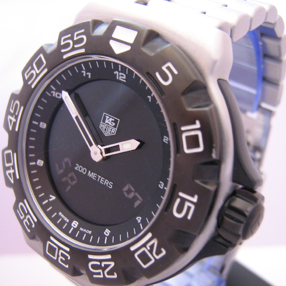 Tag Heuer F1 Chronotimer, Black Dial, Steel Bracelet