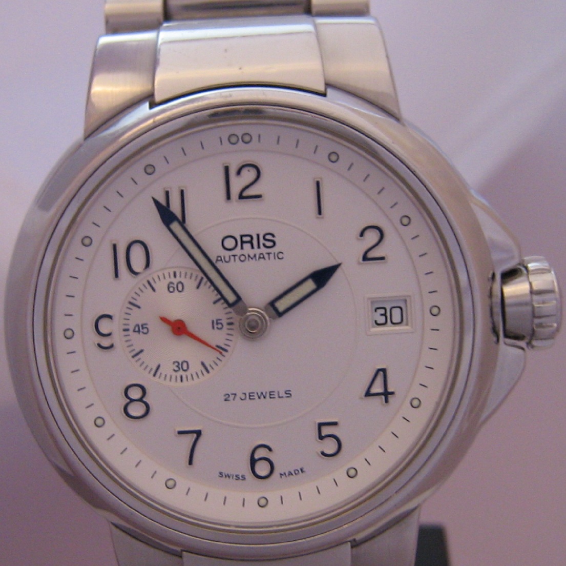 Oris Full Steel Small Seconds, White Dial With Steel Bracelet