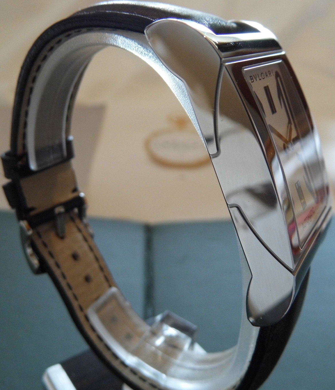 Bvlgari Rettangolo Automatic, White Dial, Leather Strap