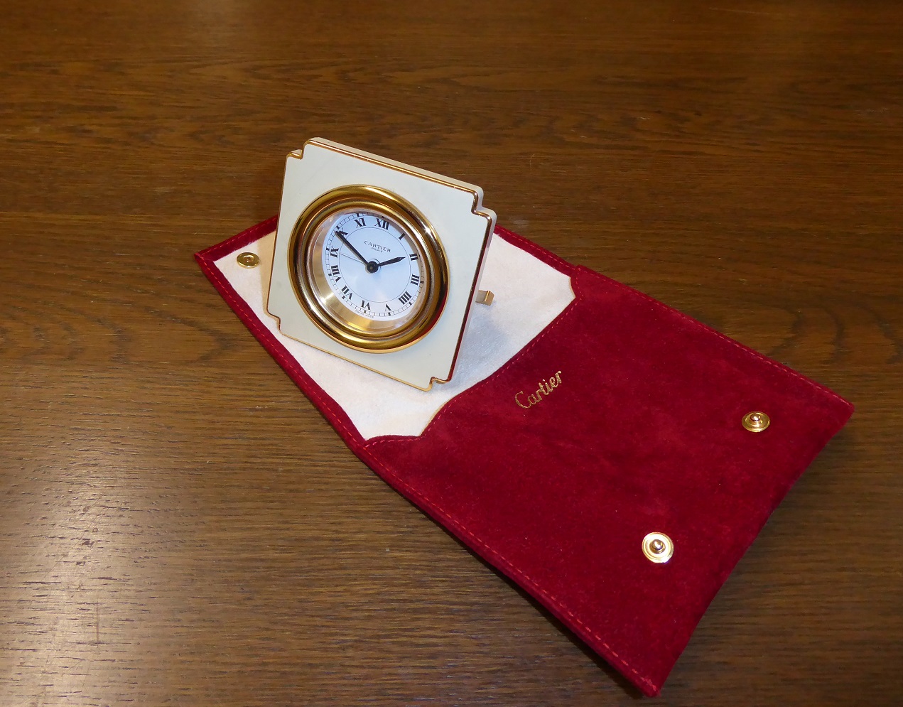 A Cartier Enamel Desk Alarm Clock