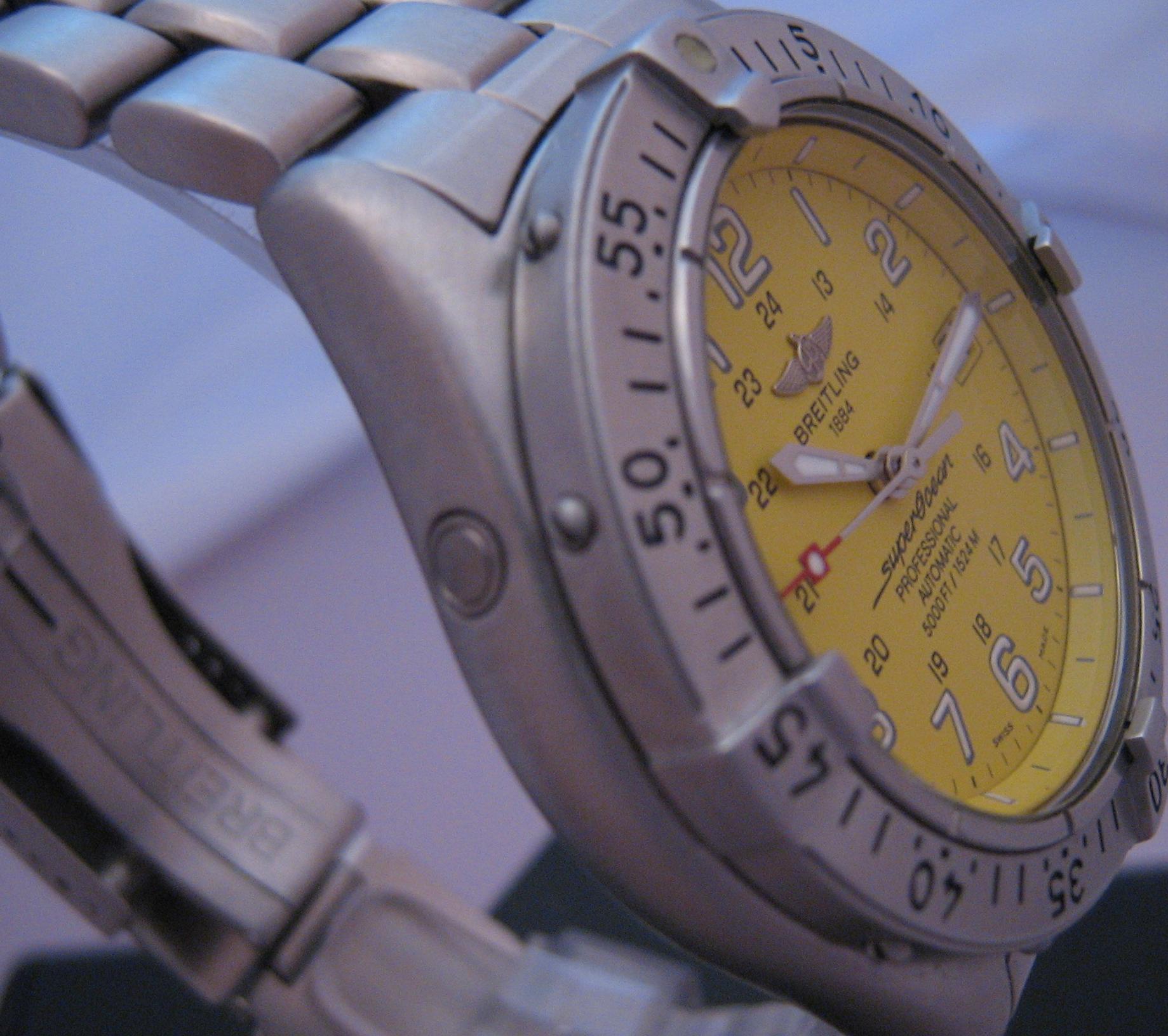 Breitling Superocean Professional, Yellow Dial, Steel and Rubber Bracelets