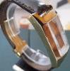 Dunhill Facet Gold IP Quartz, White Dial, Brown Leather Strap