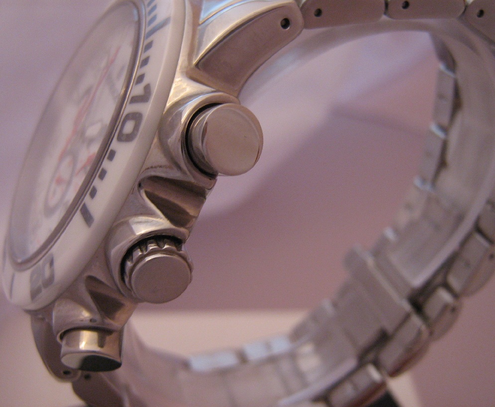 Essence Quartz Ceramic Chronograph, White Dial, Ceramic & Steel Bracelet