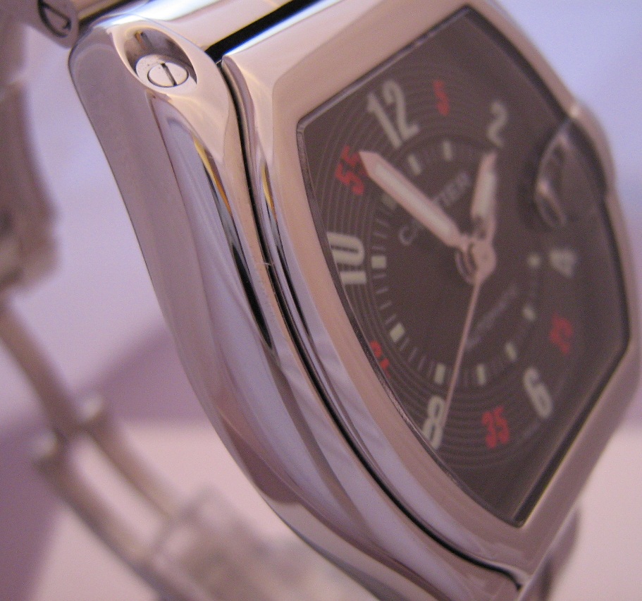 Cartier Roadster Automatic, Black Las Vegas Dial, Stainless Steel Bracelet