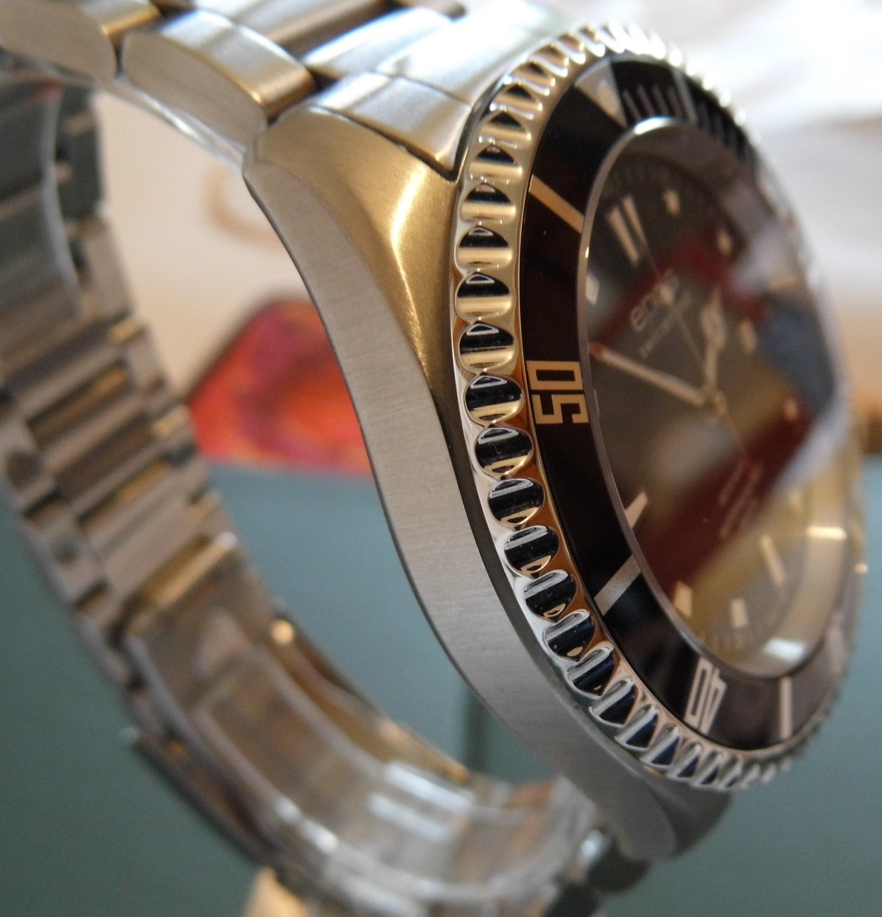 Epos Sportive 200m Diver, Black Dial, Steel Bracelet