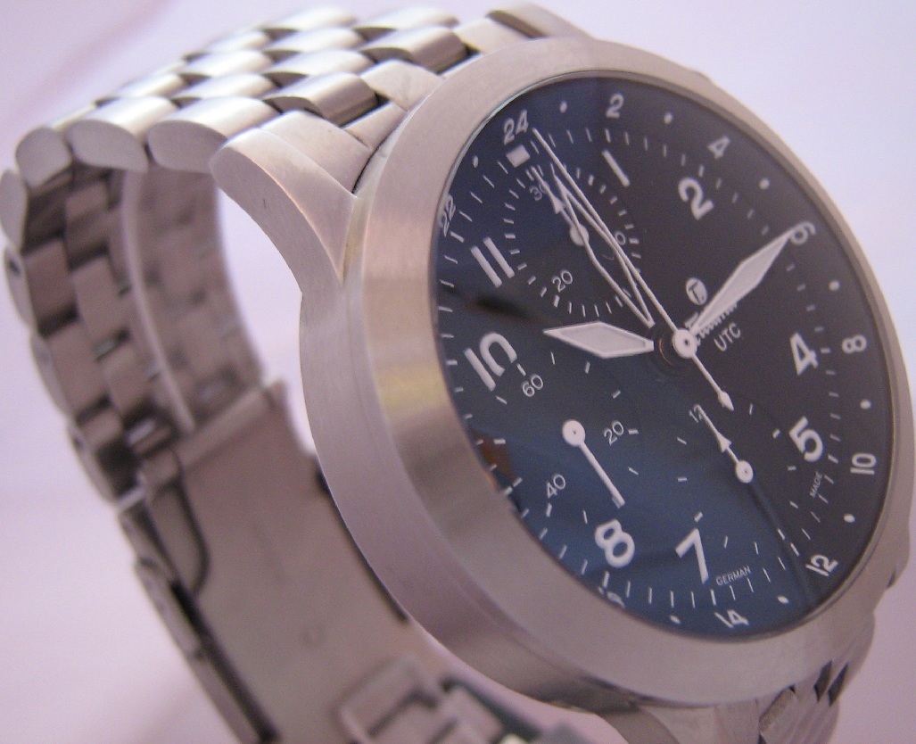 Tutima FX UTC Automatic Chronograph, Black Dial With Steel Bracelet