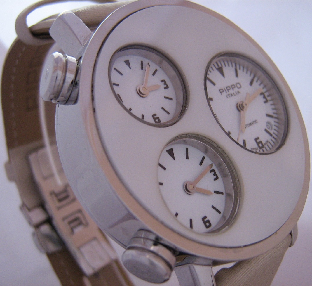 Pippo Italia Lifetime Watch, White Dial With Two Straps