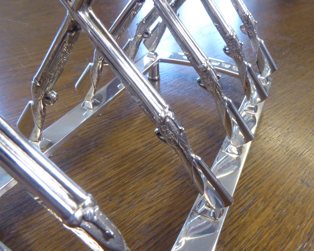 A Sterling Silver Rifle / Shotgun Toast Rack