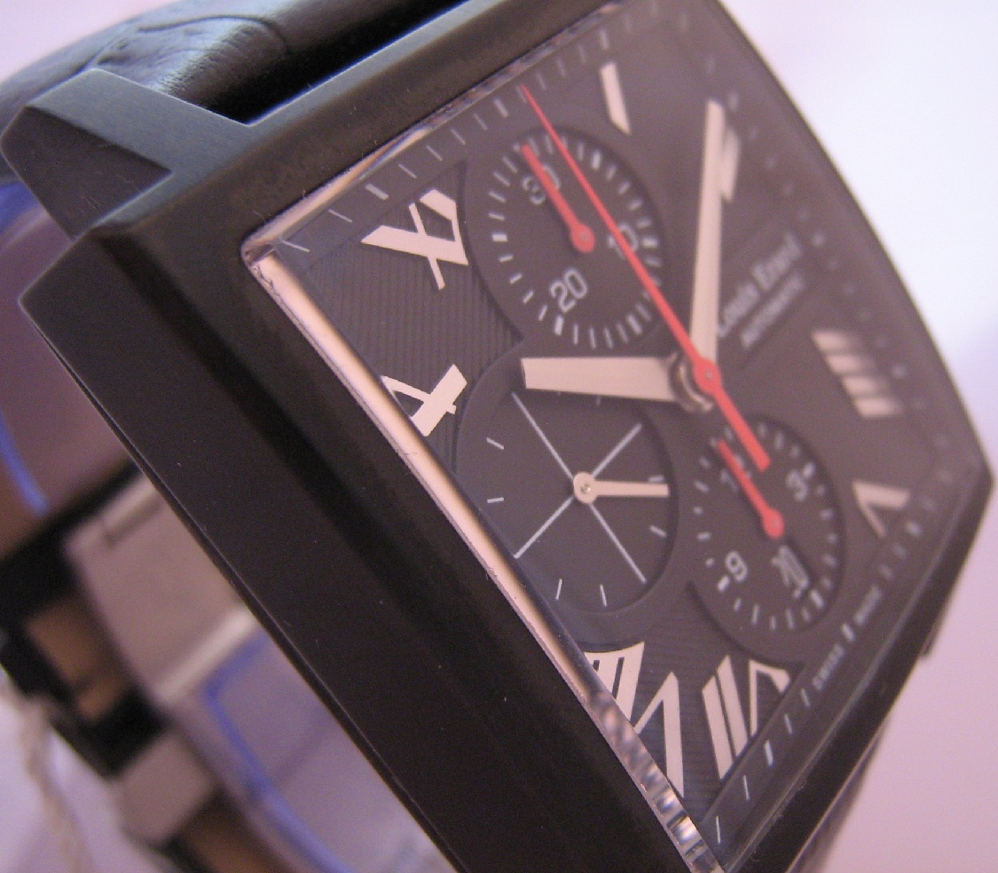 Louis Erard La Carree Automatic Chronograph, Black Dial With Leather Strap