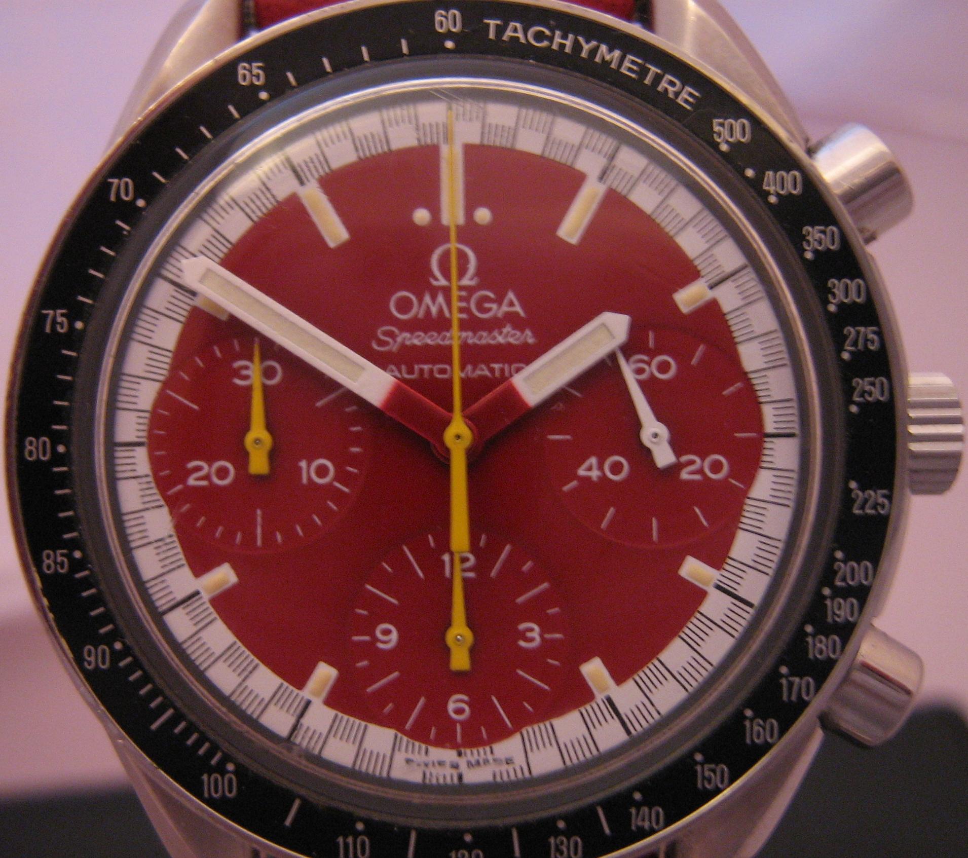 Omega Speedmaster Schumacher, Red Dial With Red Leather Strap