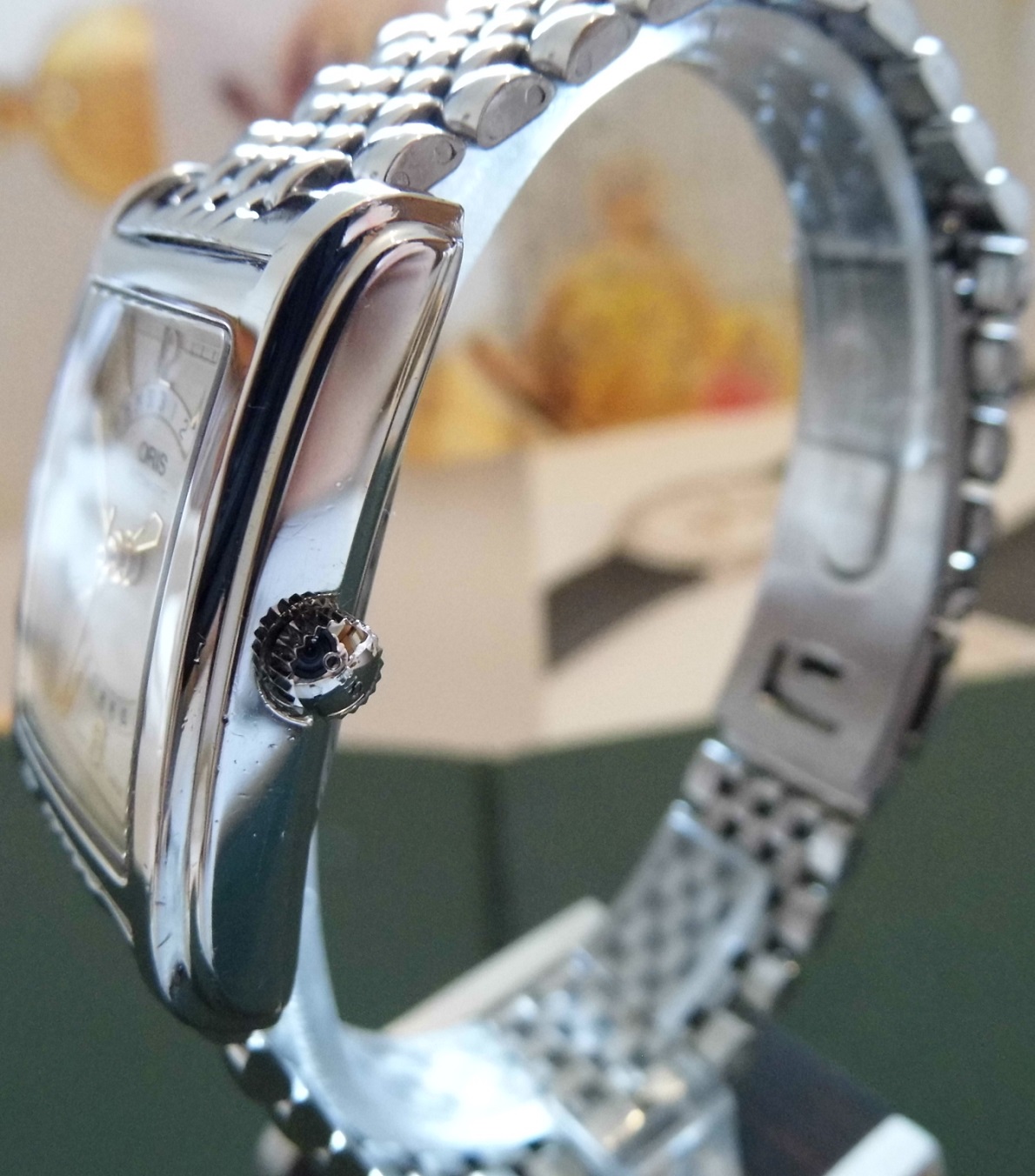 Oris Rectangular Pointer Date, Silver Dial, Stainless Steel Bracelet