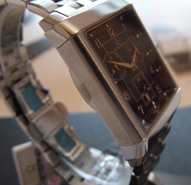 Eterna Heritage 1935 Chronograph, Black Dial, Steel Bracelet