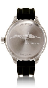 Pelican 55MM Pilots Watch, Black Dial With Leather Strap