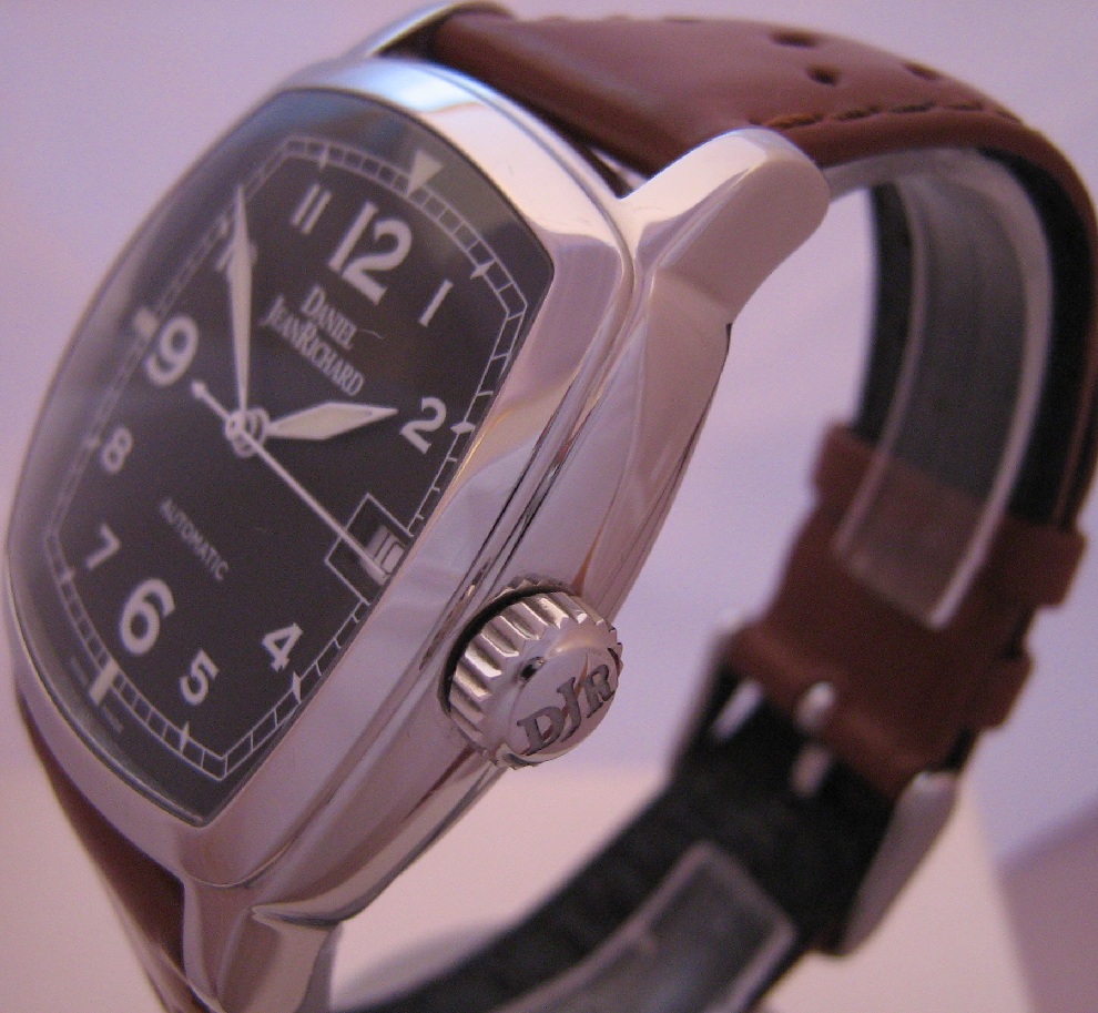 Daniel JeanRichard TV Screen Watch, Black Dial With Leather Strap