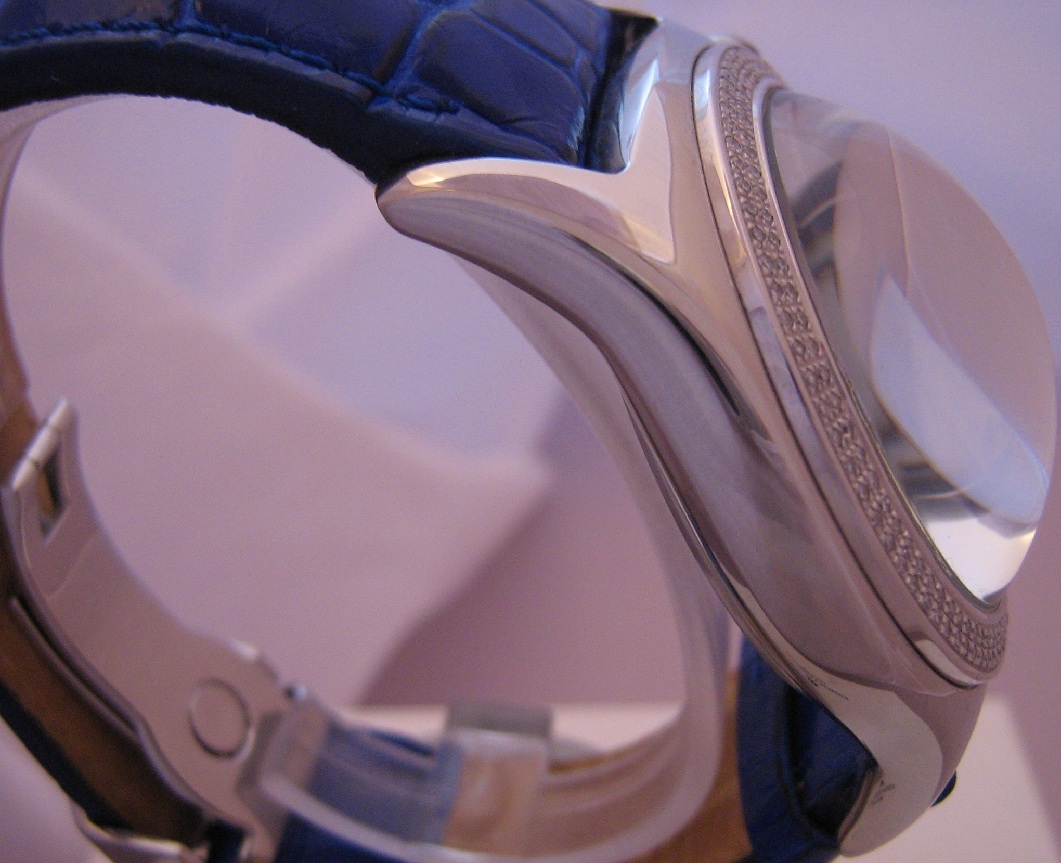 Techno Star Diamond Bubble Chronograph, Blue Dial With Leather Strap