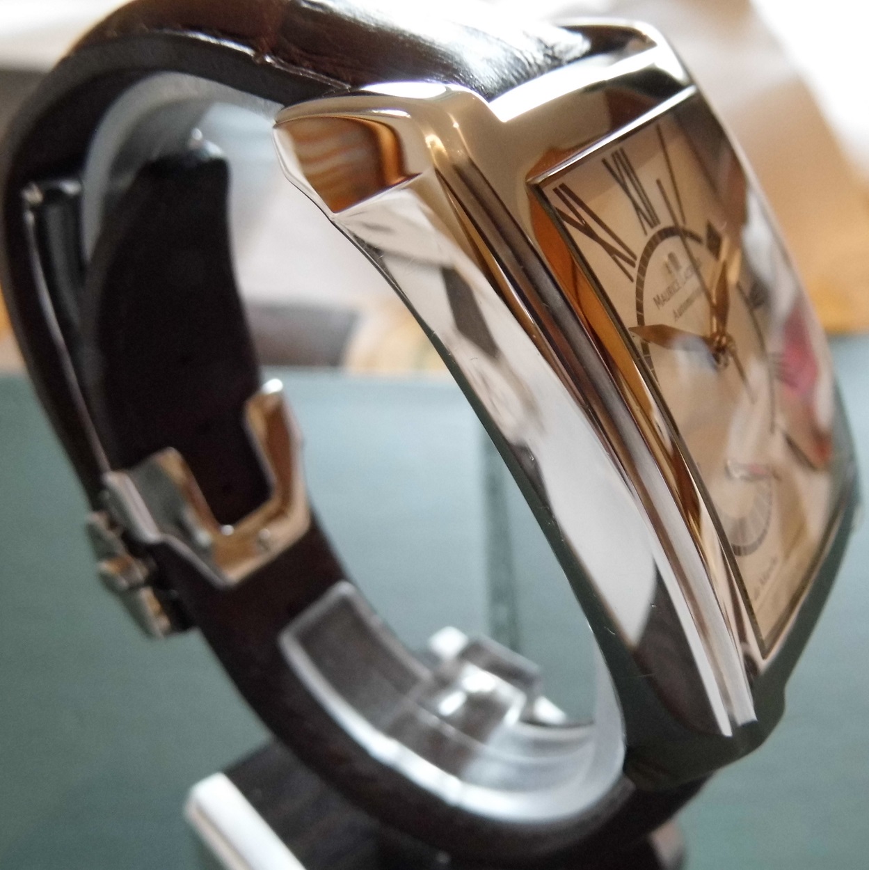 Maurice Lacroix Pontos Reserve De Marche, SIlver Dial With Leather Strap